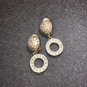 Heidi Daus Sparkly Clip On Dangle Earrings